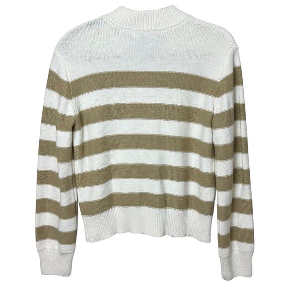 NWT Sanctuary Sanctuary Tan Cream Striped Zip-Up Cardigan Sweater Size Small - Picture 9 of 10
